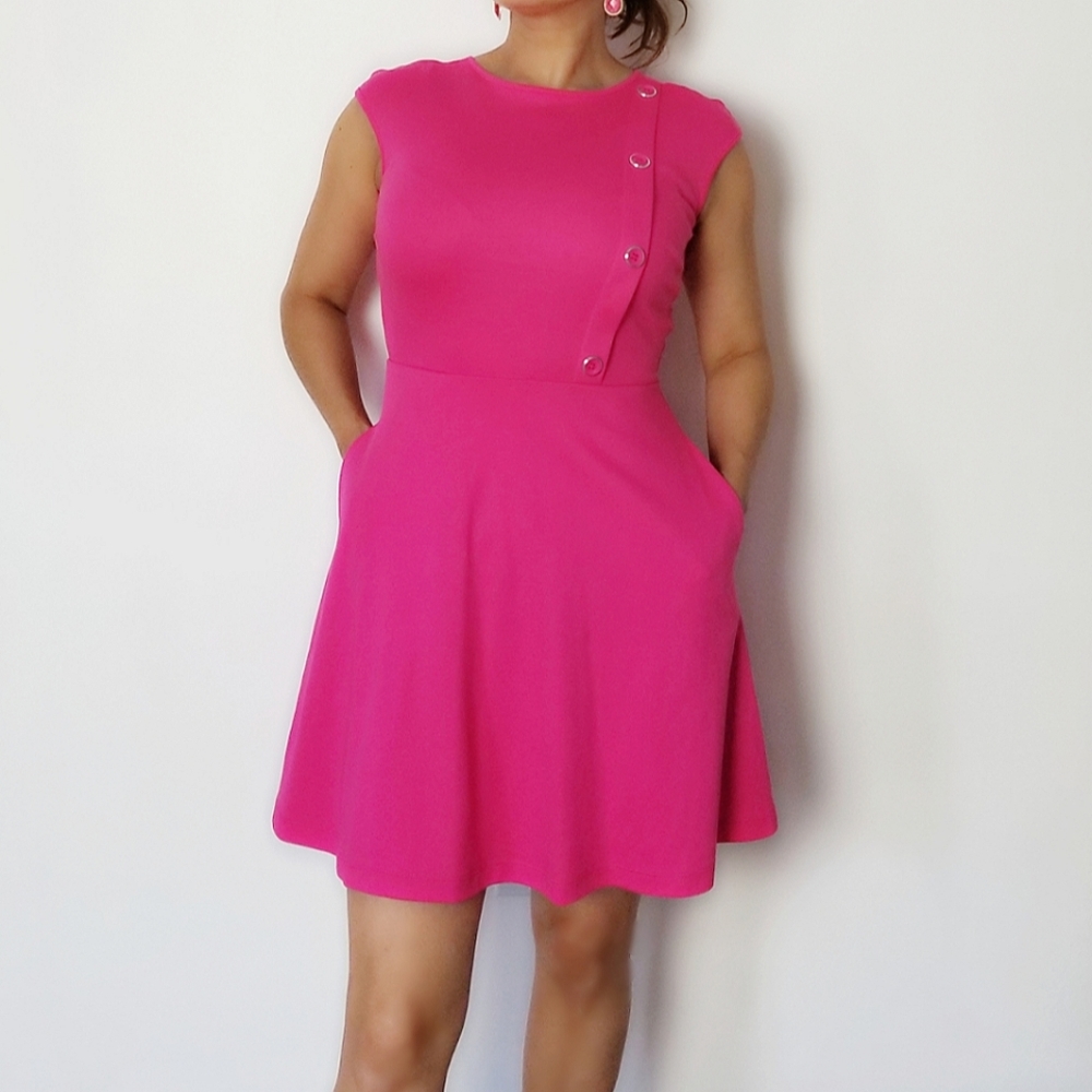 Side-Button Flare Dress